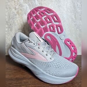 Brooks Adrenaline GTS 24 Womens Running Comfort Shoes Size 9 Narrow AA Gray Pink